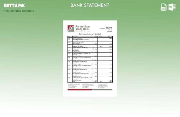 модерен стил Холандија Амстердам Шаблон за извод од трговска банка