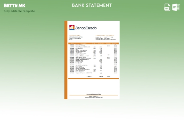 модерен стил Чиле Банко дел Естадо де Чиле шаблон за извод од банка