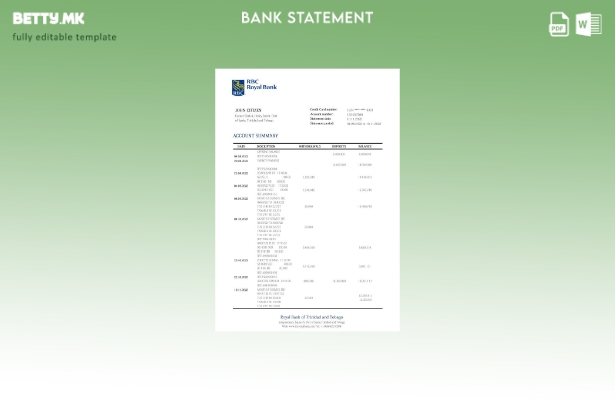 модерен стил Шаблон за збор за извод на кралска банка во Тринидад и Тобаго