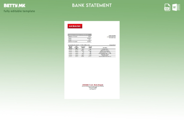 модерен стил Шаблон за збор за извод од банка Малта Акбанк