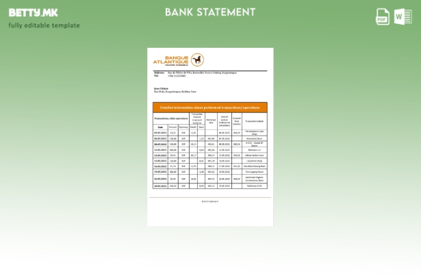 модерен стил Шаблон за збор за извод од банка во Буркина Фасо Банка Атлантик