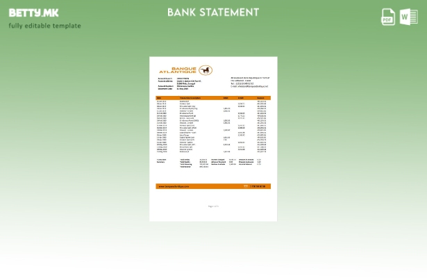 модерен стил Шаблон за збор за извод од банка во Сенегал Банка Атлантик