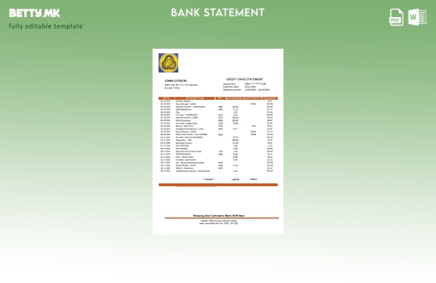 модерен стил Шаблон за збор за извод од банка за домување и трговија Еритреја