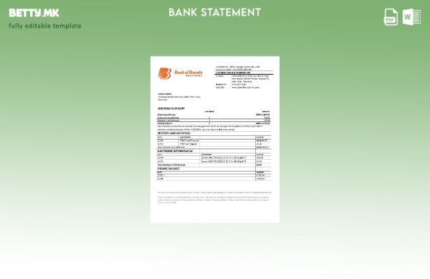 модерен стил Шаблон за збор за извод од банка на Маурициус Банка Борода