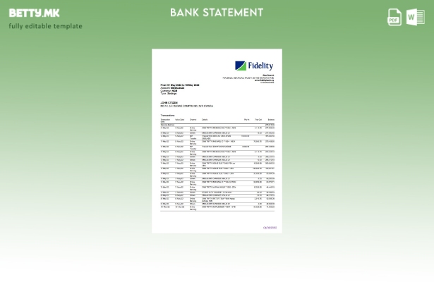 модерен стил Шаблон за збор за извод од банка на Нигерија Фиделити