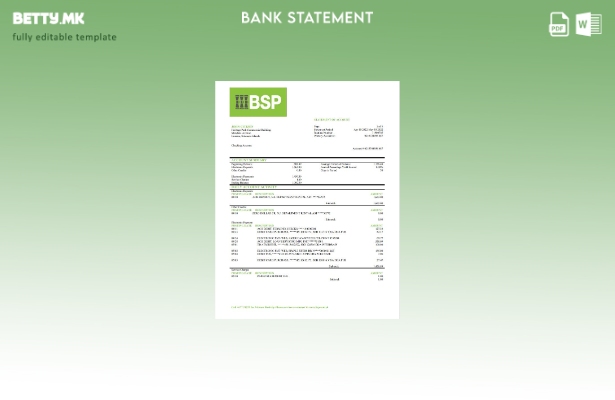 модерен стил Шаблон за збор за извод од банка на Соломонови Острови BSP