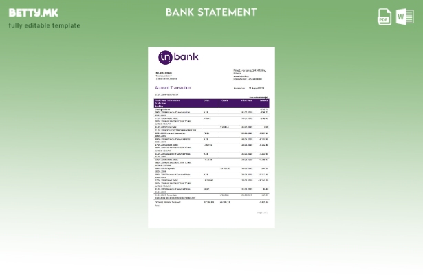 модерен стил Шаблон за збор за извод од банка на Estonia Inbank