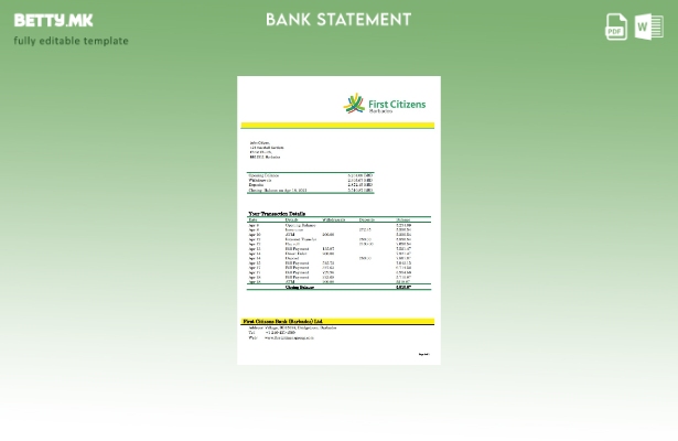 модерен стил Шаблон за збор за изводи од банкарски извештаи за првите граѓани на