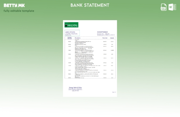 модерен стил Шаблон за збор од банкарски извод од Буркина Фасо Банка на Африка