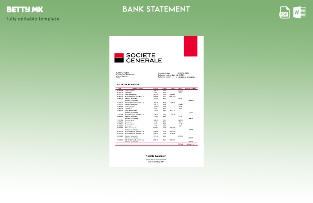 модерен стил Шаблон за зборови за извод од банка во Франција Сосиете Женерал