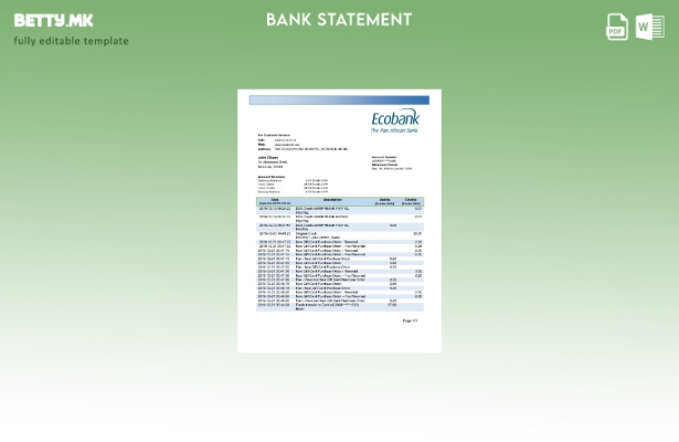 модерен стил Шаблон за зборови за извод од банка на Бенин Екобанк
