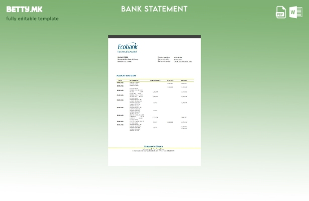 модерен стил Шаблон за зборови за извод од банка на Екобанк од Гана