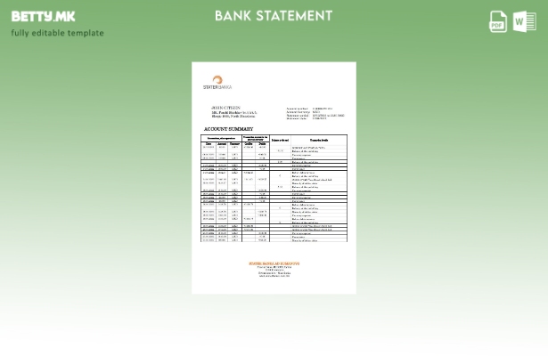 модерен стил Шаблон за зборови за извод од банка на Северна Македонија Статер Ба