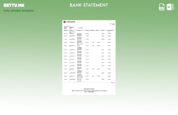 модерен стил Шаблон за зборови за извод од банка на Филипините Источна Западна б
