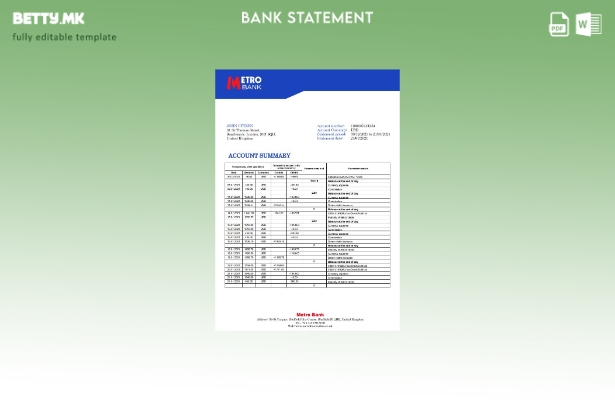 модерен стил Шаблон за зборови за изводи од банкарска метро во Обединетото Кралс