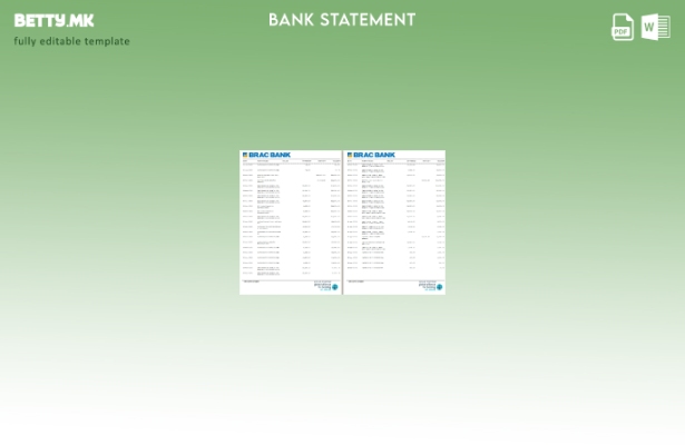 модерен стил Шаблон за зборови за изводи од банкарски изводи од Бангладеш BRAC 2