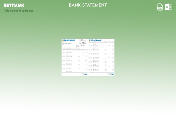 модерен стил Шаблон за зборови за изводи од банкарски изводи од Бангладеш BRAC