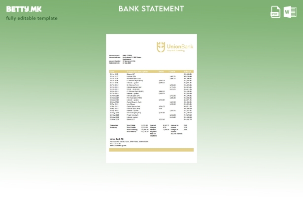 модерен стил Шаблон за зборови за изводи од банката АГбанка на Унијата на Лихтен