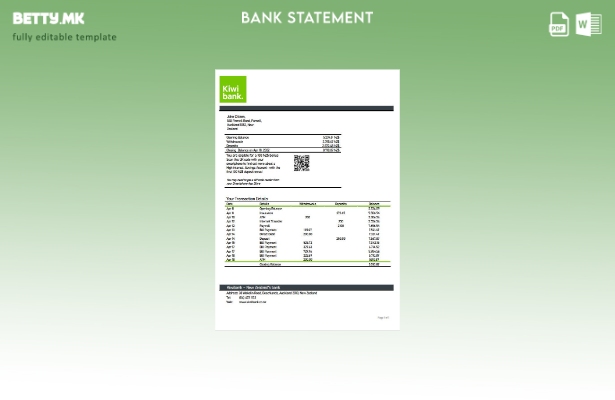 модерен стил Шаблон за зборови за изјава на Нов Зеланд Кивибанк