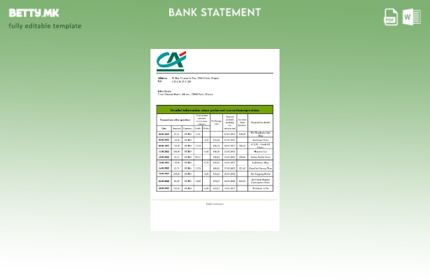модерен стил Шаблон за зборови од банкарски извод од Франција Credite Agricole