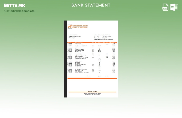 модерен стил Шаблон за извод од банка на Грузија Банка на Грузија, шаблон за фор