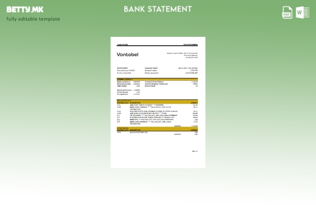 модерен стил Швајцарија Vontobel банка извод шаблон ексел