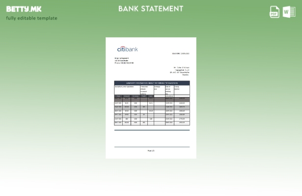 модерен стил Шведска Ситибанк банкарски извод шаблон ексел