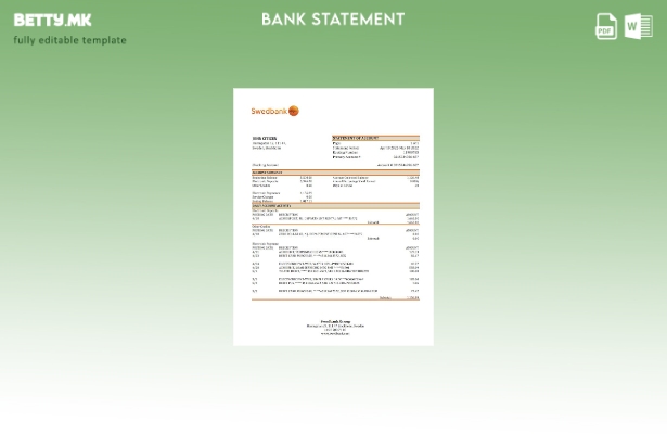 модерен стил Шведска Swedbank банкарски извод шаблон ексел
