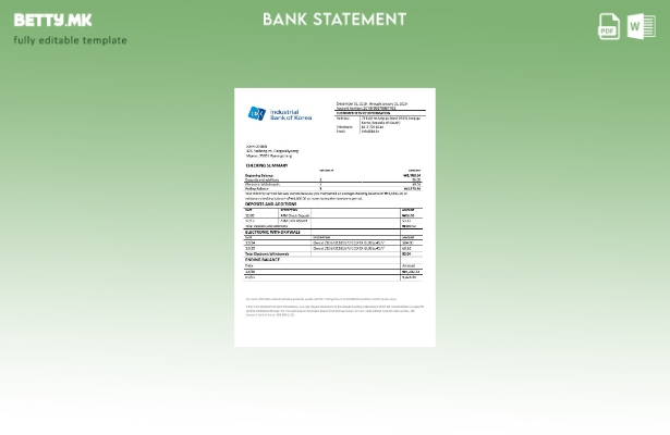 модерен стил на Јужна Кореја Индустриска банка на Кореја банкарски извод, вторио