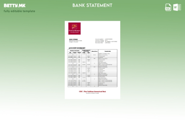 модерен стил на Гренада CBIC шаблон за извод од банка