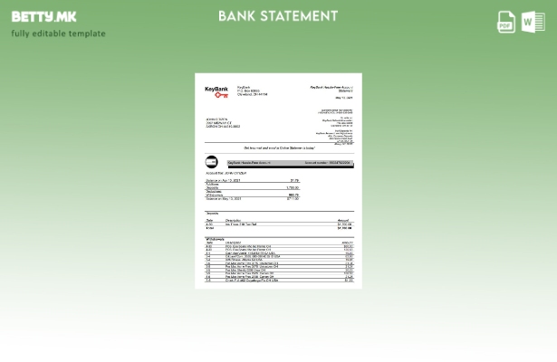 модерен стил на САД Охајо KeyBank извод од банкарски шаблон за зборови