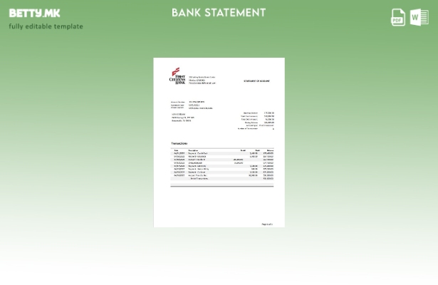 модерен стил на САД Тексас Први граѓани на банкарски извод шаблон за зборови