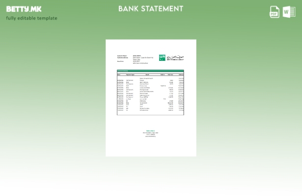 модерен стил на ексел шаблон за извод од банка на Либија Сахара