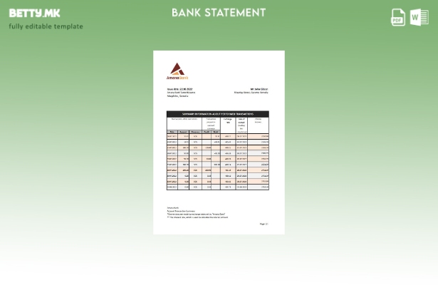 модерен стил сомалија Амана банка извод шаблон ексел