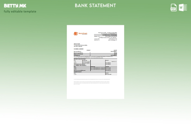 модерен стил шаблон ексел за банкарски извод од банка на Маурициус Борода