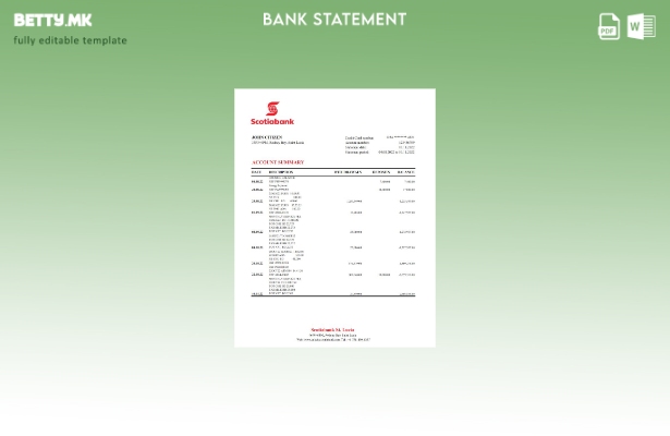 модерен стил шаблон ексел за извод од банкарска банка Света Луција Шкотска