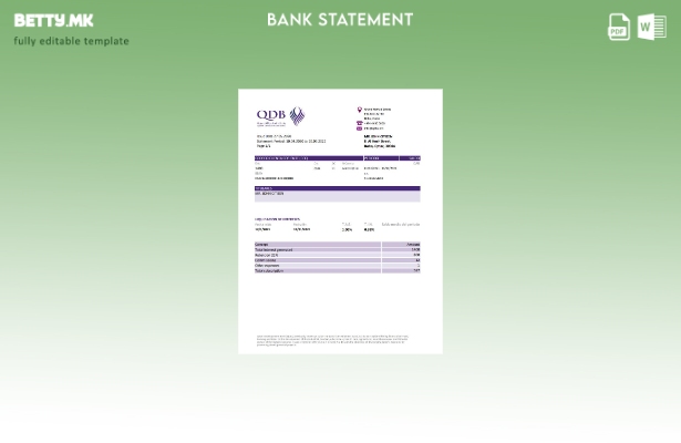 модерен стил шаблон ексел извод од банка за развој на Катар
