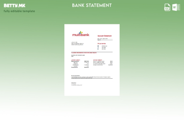 модерен стил шаблон за ексел изјава за Панама Мултибанк