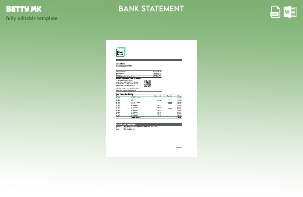 модерен стил шаблон за ексел изјава на Новозеландска Кивибанк