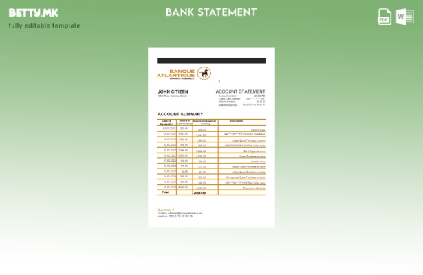 модерен стил Benin Banque Atlantique банкарски шаблон ексел
