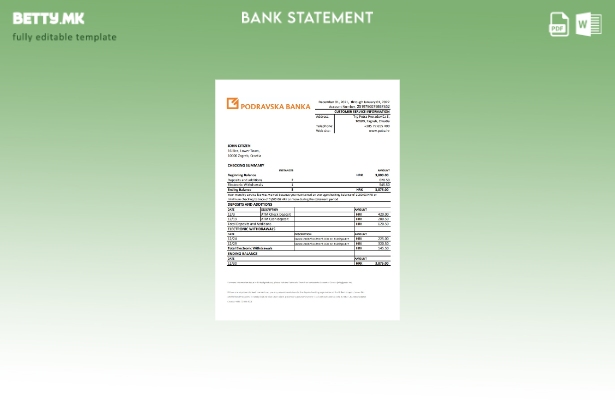 модерен стил Croatia Podravska извод од банка ексел шаблон