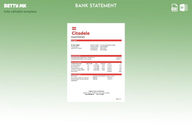 модерен стил Estonia Citadele banka Eesti filiaal AS извод од банкарски ексел ша