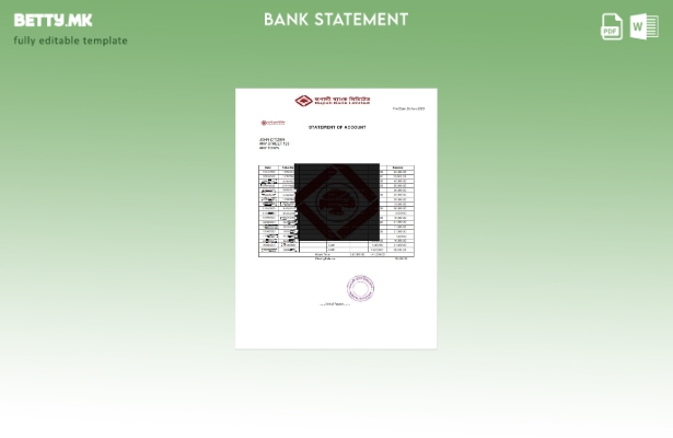 модерен стил India Rupali Limited Шаблон за збор за извод од банка