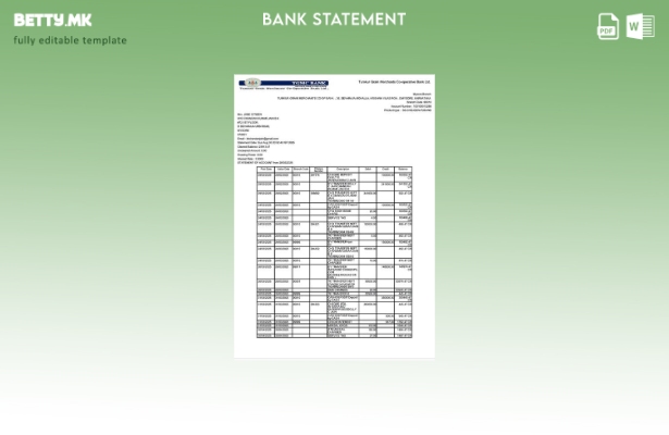 модерен стил India Tumkur Grain Merchants Cooperative банкарски извод на сметка