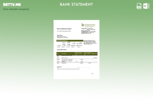 модерен стил Liberia IB International шаблон за извод од банка