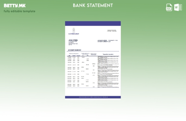 модерен стил Malta Lombard Bank Malta p.l.c. шаблон за збор за извод од банка