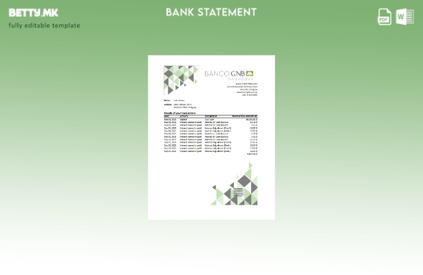 модерен стил Paraguay Banco Continental S.A.E.C.A. шаблон ексел извод од банка
