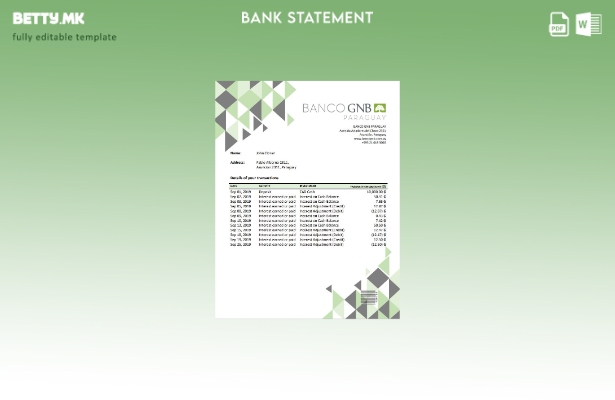 модерен стил Paraguay Banco Continental S.A.E.C.A. шаблон за збор за извод од ба