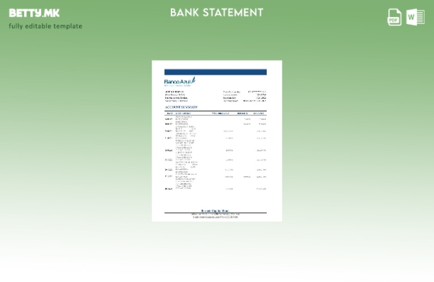 модерен стил Salvador Banco Azul шаблон за ексел банкарски изводи