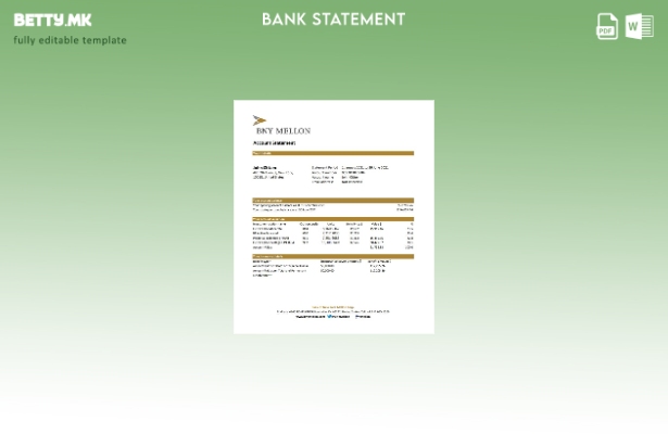 модерен стил USA Bank of New York Mellon шаблон за ексел банкарски извод
